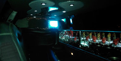 White Nine Passenger Lincoln Limousine Interior